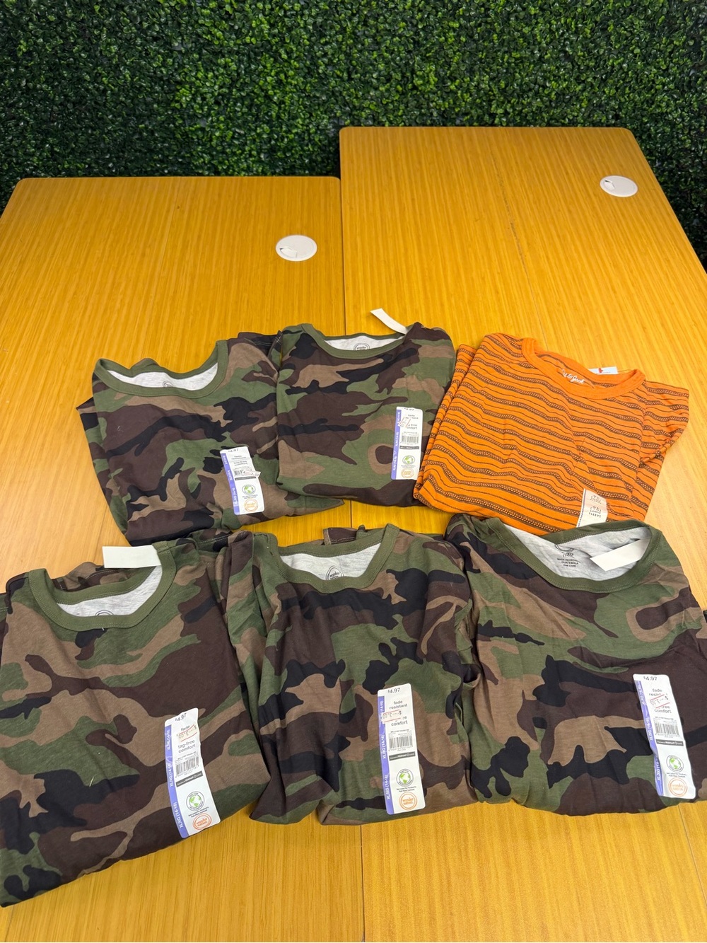 Lot Of 6 Wonder Nation Camouflage Shirt Boys XL 14-16 Long Sleeve Shirt Orange